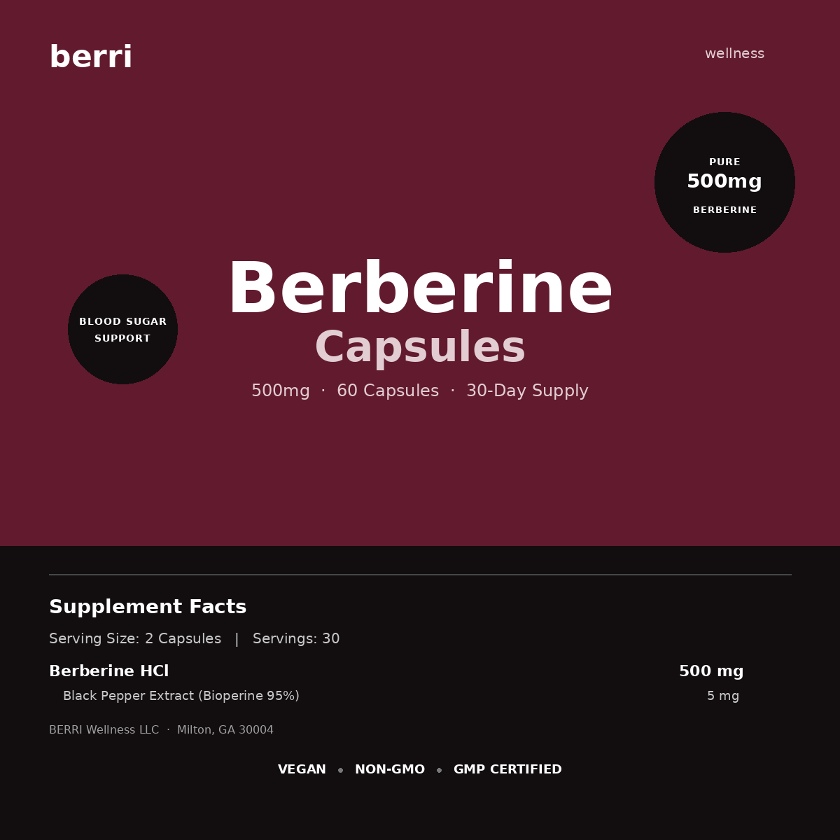 BERRI Berberine Complex | 500mg Capsules